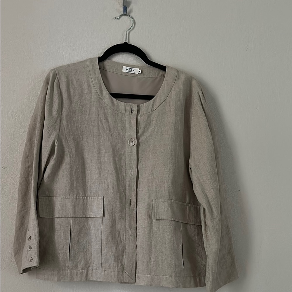 Tan Blazer Relaxed Fit Minimalist Design